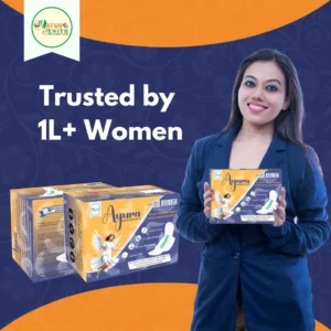 Woman Holding Ayura Anion Sanitary Pads Pack – Nature Zenith